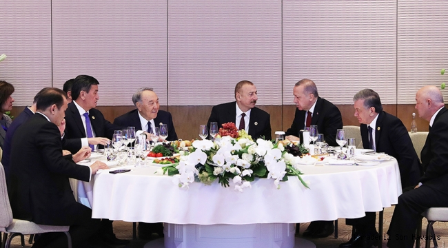 Cumhurbaşkanı Erdoğan, Türk Dili Konuşan Ülkeler İş Birliği Konseyi sonrası verilen resepsiyona katıldı