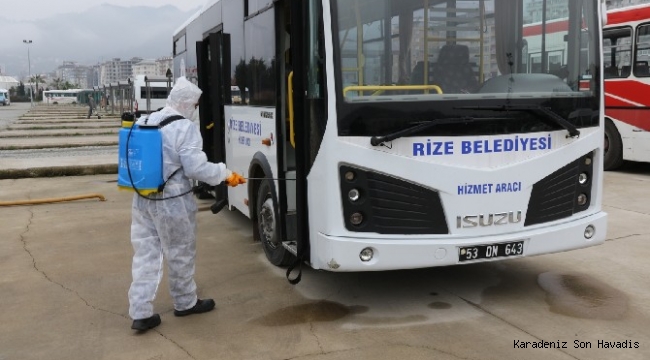 Rize Belediyesi Toplu Taşıma Araçlarını Dezenfekte Ediyor