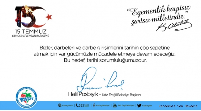 Posbıyık’tan 15 Temmuz Mesajı
