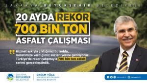20 ayda 700 bin ton asfalt...