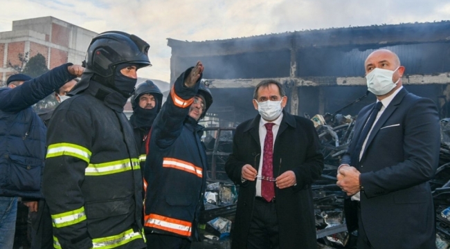 Başkan Demir, yangının çıktığı bölgede