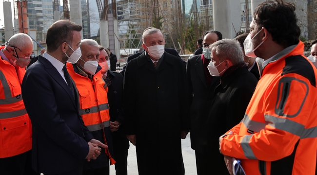 Cumhurbaşkanı Erdoğan, yapımı devam eden Levent Camisi'ni inceledi