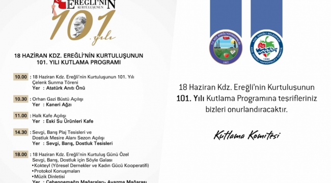 KDZ. EREĞLİ’NİN KURTULUŞUNUN 101. YILI KUTLANACAK