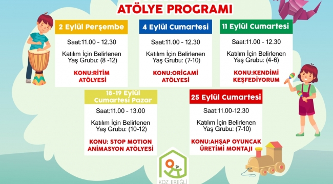  Oyuncak Evi'nin Eylül ayı atölye takvimi heyecan verici