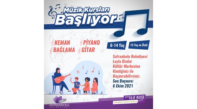 Safranbolu'da Müzik Kursları Başlıyor