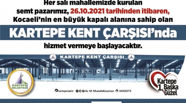 İstasyon Salı Pazarı, Kartepe Kent Çarşısı’na taşınıyor