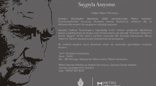 İSTANBUL METROSU'NDA ANLAMLI '10 KASIM' SERGİSİ