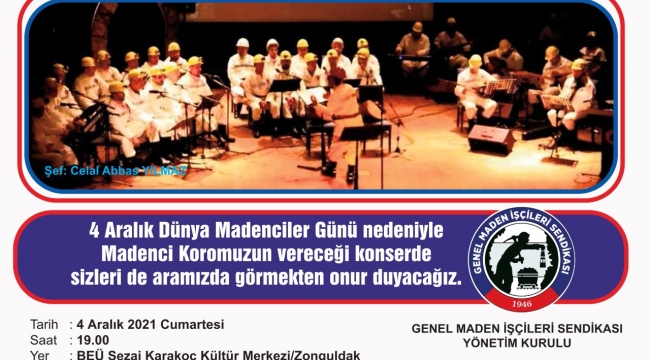 MADENCİ KOROSU KONSER VERECEK