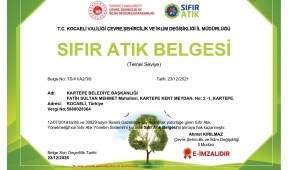 KARTEPE BELEDİYESİ “İLÇE SIFIR ATIK BELGESİ” ALDI