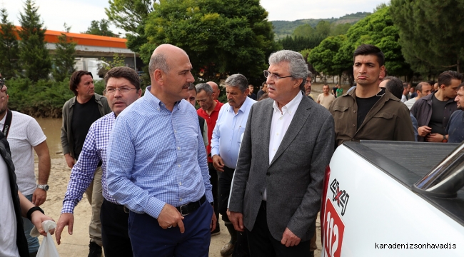 Başkan Yüce, Bakan Soylu’yla sel bölgesinde