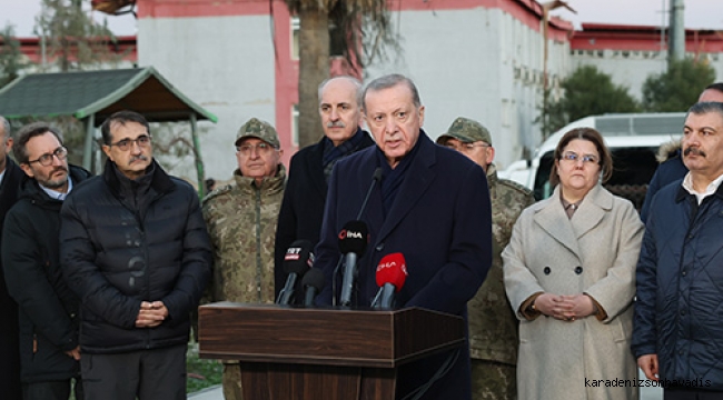 Cumhurbaşkanı Erdoğan, Hatay’da deprem bölgesinde incelemelerde bulundu