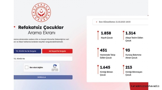 Refakatsiz çocuklar için Bakanlık web sitemizde sorgu ekranı açıldı