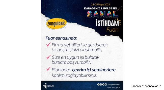 Karadeniz 1. Bölgesel Sanal İstihdam Fuarı Başlıyor...