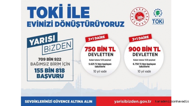 Yarısı Bizden Kampanyası'na bugüne kadar 709 bin bağımsız birim için başvuru yapıldı