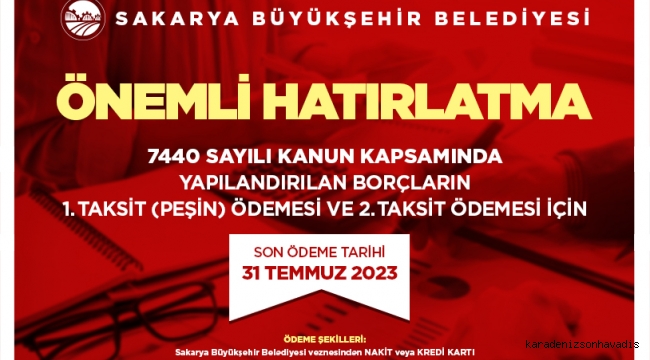 Büyükşehir kamu borçlarına dair uyardı; Son tarih 31 Temmuz