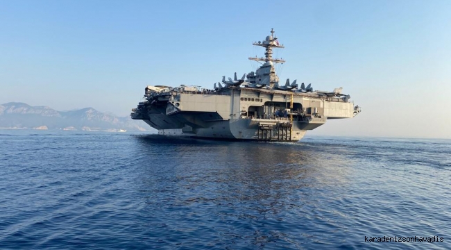 Dünyanın en büyük uçak gemisi USS Gerald R. Ford, QTerminals Antalya Limanı açıklarına demirledi