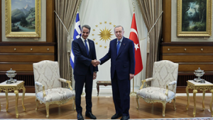 Erdoğan, Miçotakis’i Cumhurbaşkanlığı Külliyesi’nde kabul etti