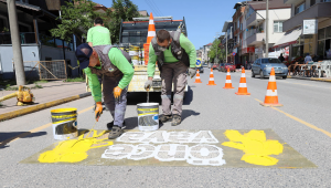 Trafikte yaya önceliği için geçitlerde yoğun çalışma