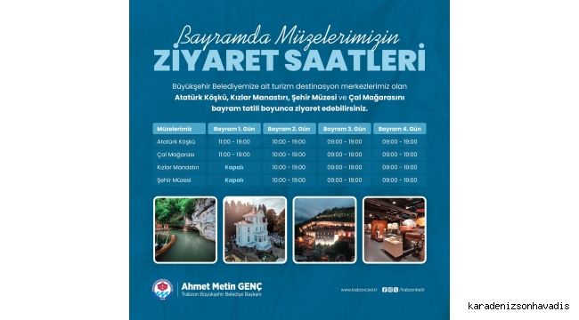 BAYRAMDA MÜZE VE ÖREN YERLERİNİ ZİYARET SAATLERİ AÇIKLANDI