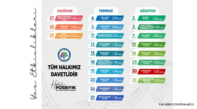 Kdz. Ereğli Belediyesi Yaz Etkinlikleri Cuma Günü Başlıyor