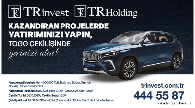 TRinvest Projelerinden Konut Alın, TOGG Kazanma Şansı Yakalayın!