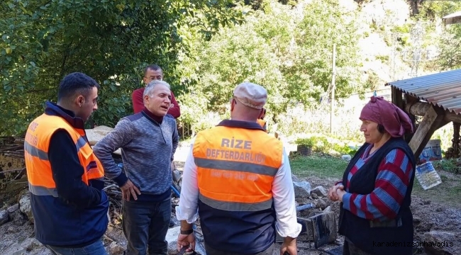 Rize Defterdarlığı sel zarar tespiti çalışmalarına devam ediyor