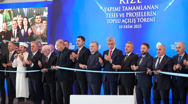 CUMHURBAŞKANI ERDOĞAN MEMLEKETİ RİZE'DE TOPLU AÇILIŞ VE TEMEL ATMA TÖRENİNE KATILDI