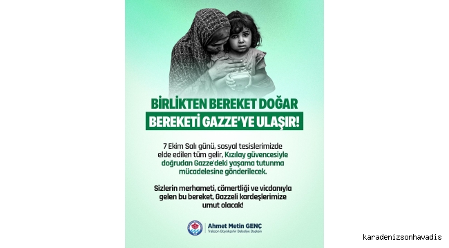 Trabzon Büyükşehir Belediyesi’nden Gazze’ye anlamlı destek