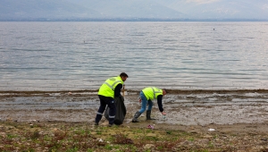 Sapanca Gölü kıyılarında ekosistemi koruyan temizlik çalışması sürüyor