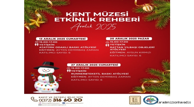 Kent Müzesi Aralık Ayı Etkinlik Takvimi