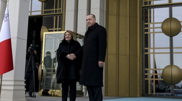 Cumhurbaşkanı Erdoğan, Malta Cumhurbaşkanı Preca'yı resmi törenle karşıladı
