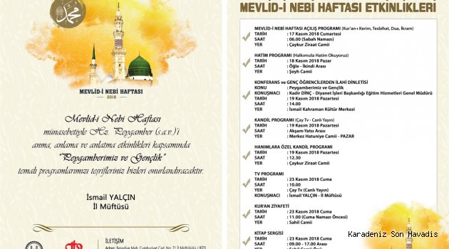 MEVLİD-İ NEBİ HAFTASI ETKİNLİKLERİ BAŞLIYOR